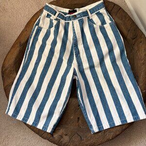 Vintage Sunbelt Sportswear 90s striped fishercore cotton shorts women's medium